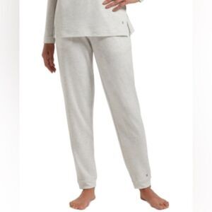 HUE French Plus Size Terry Knit Cuffed Lounge Pant color whitesand heather 1X